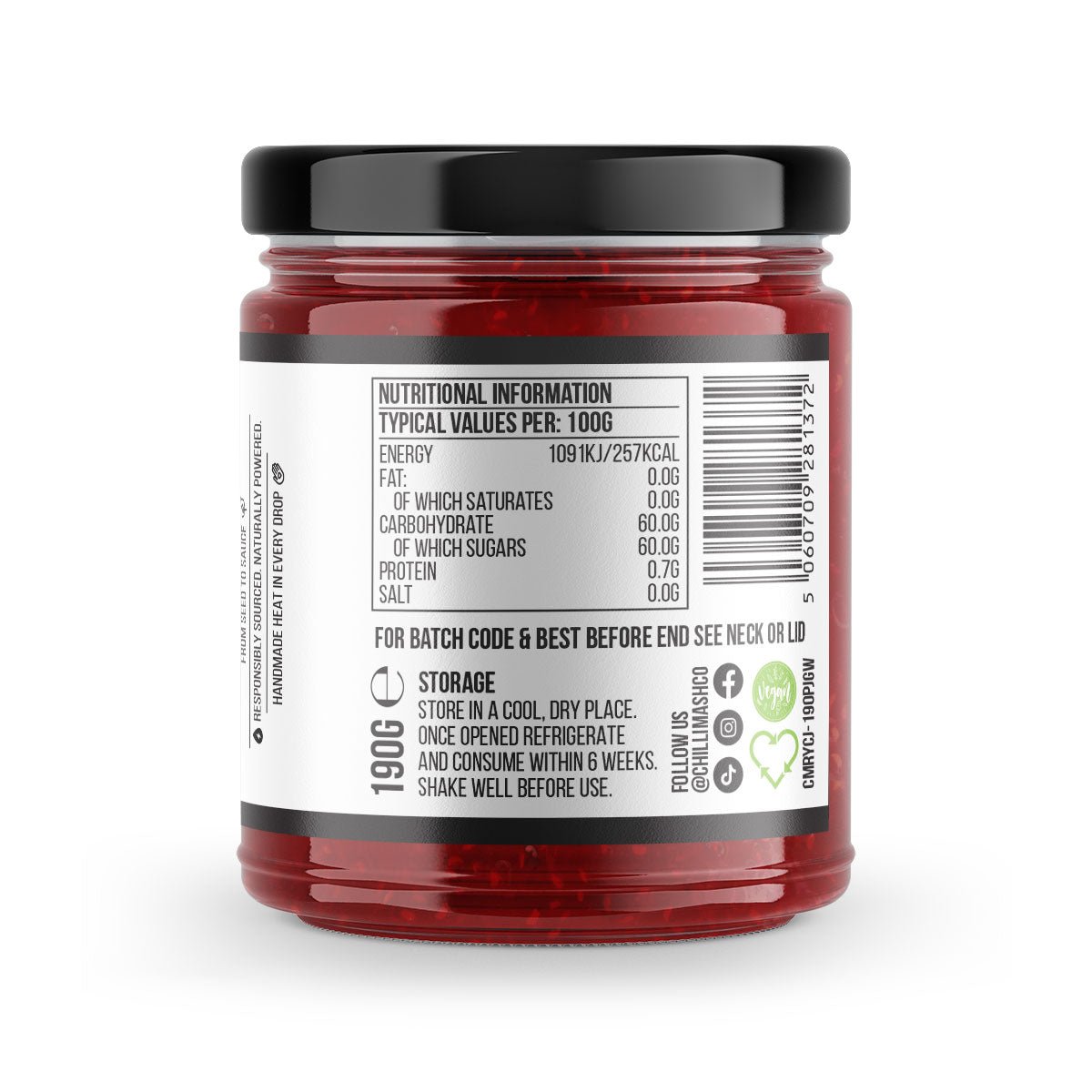 Raspberry Chilli Jam | 190g | Chilli Mash Company | Fruity Fire - Chilli Mash Co.