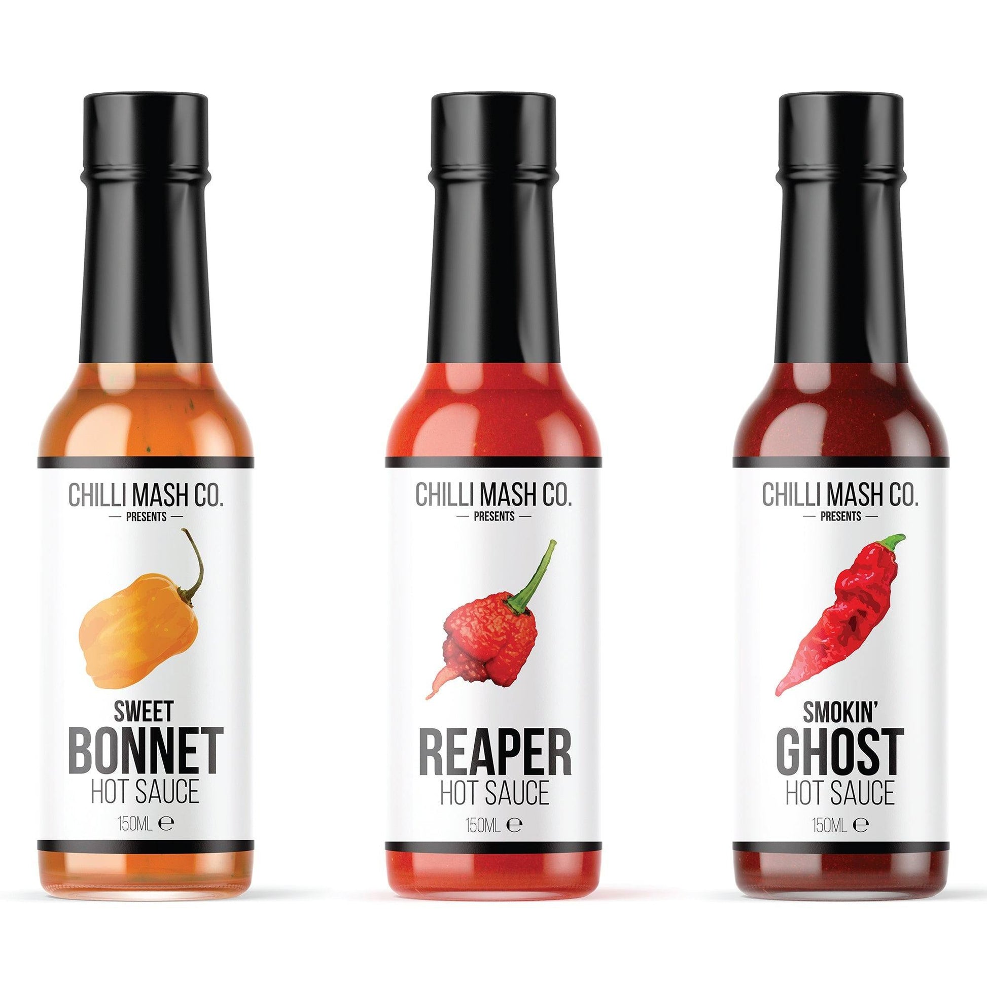 Hot Sauce Trio | 3x 150ml | Chilli Mash Company | Mild To Wild | Gift Boxed - Chilli Mash Co.