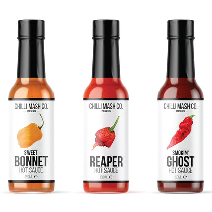 Hot Sauce Trio | 3x 150ml | Chilli Mash Company | Mild To Wild | Gift Boxed - Chilli Mash Co.